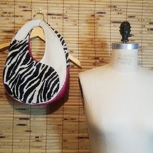 New Furry Hot Pink White Vinyl Zebra Bag
